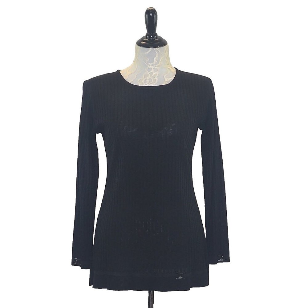 Exclusively Misook Black Ribbed Pullover Sweater - image 6